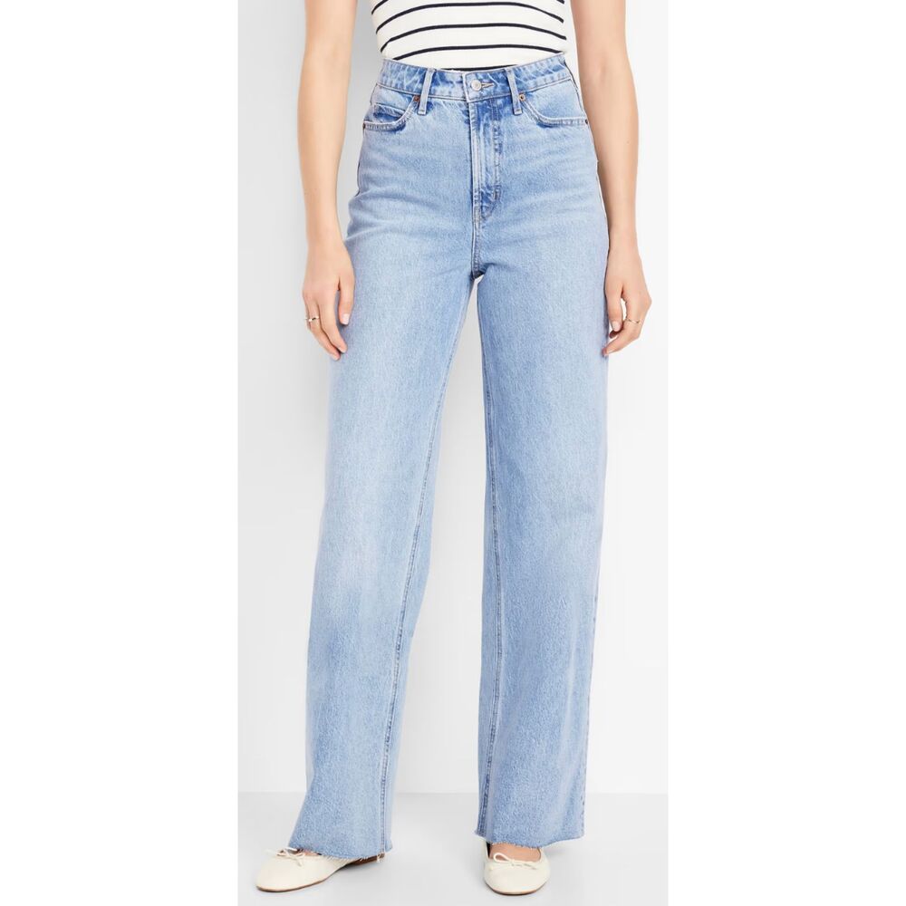 Old Navy Extra High-Waisted Raw Hem Wide Leg Jeans